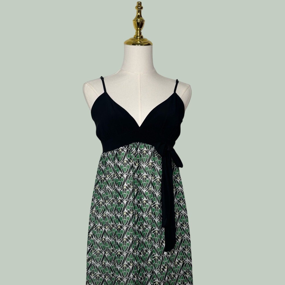 pretty good y2k black green white flowy heart dress bow boho coquette 2000s chic